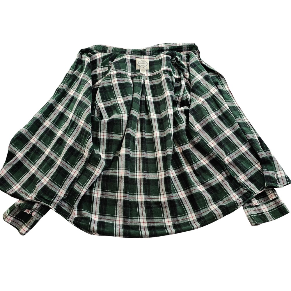 St. John's Bay Flannel‎ Shirt Mens 2XL Green Plaid Classic Collared Button Down